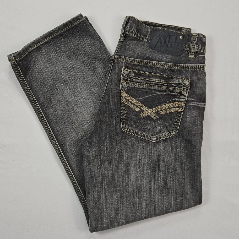 T.K. Axel Black Rock Relaxed Straight Jeans Mens 30x30 Gray Denim